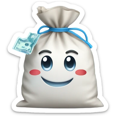 happy bag of snow holding a dollar sticker