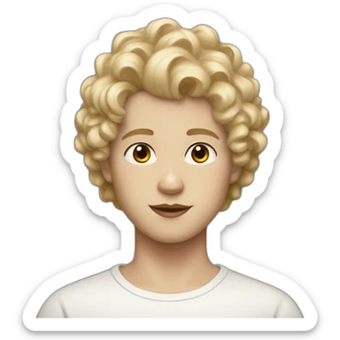 boy with blonde curly hair and brown eyes and white skin and red lips  sticker