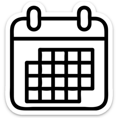 simple and clear one-month calendar icon with a visible grid sticker