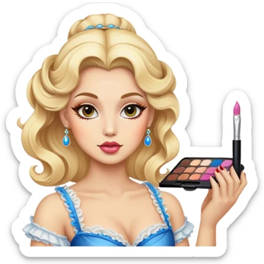 blonde makeup artist, rococo, no makeup brushes sticker