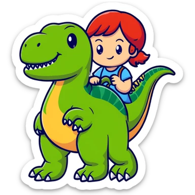 red-haired girl with a dinosaur tail and paws sticker