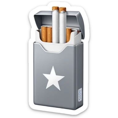 7 stars grey shining cigaret pack with a few little white cigaret inside sticker