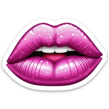 glitter pink mark of lipstick kiss sticker