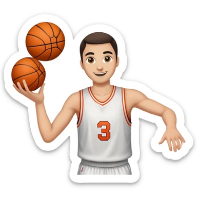 Smile face normal eyes with high eyebrows throwing basketball sticker