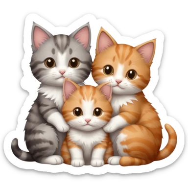 6 tiny kittens cuddling together all different colours, the first one is grey and white, the second is ginger and white and the third is brown tabby and white sticker