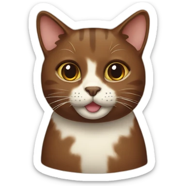Brown cat with cream brownie sticker