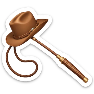cowboy whip object icon, coiled leather whip, wooden handle, western style, 3D cartoon, mobile game icon style, centered, clean background, soft shadow, no text, no watermark
 sticker
