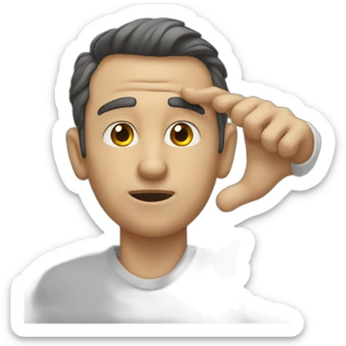 A man points his hand at the eye and pulls it down sticker