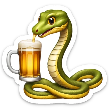 a snake with a glas of beer sticker