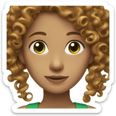 Curly brown haired woman with green eyes sticker
