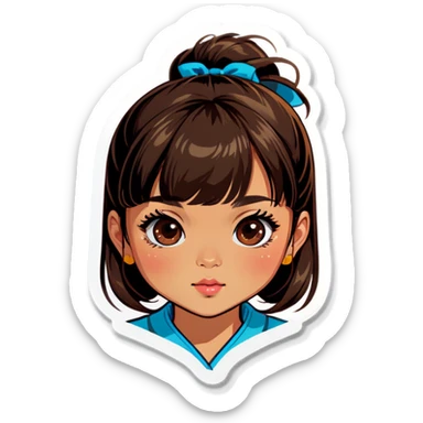 Asian tan girl with bangs sticker