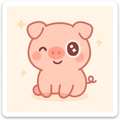 funny piggy, kawaii style, cute and bright sticker