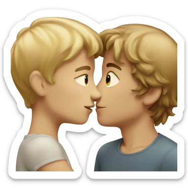 Blond girl kisses a Brown haired boy sticker