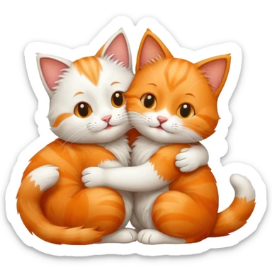 two happy cats hugging sticker