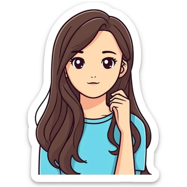 Pretty long hair brunette girl￼ sticker
