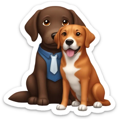  Handsome brown haired man and fox red labrador retriever sticker