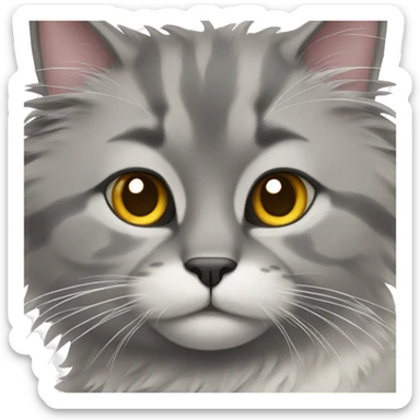 Fluffy cat with grey nose  sticker