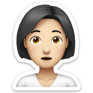 Headache, middle-aged Korean woman in her 40s, with only one hand on her head, painful face, black hair sticker