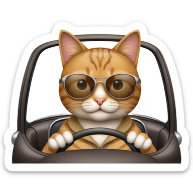 A cat driving a car sticker