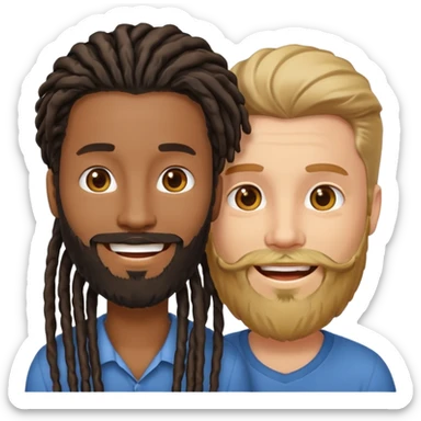 Couple emoji -WHITE with man with beard, BLACK FEMALEwith mid length locs sticker