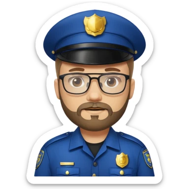 Police officer with glasses and beards sticker