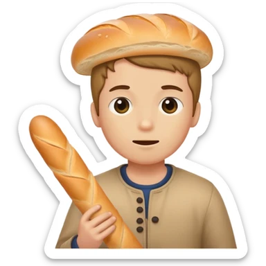 boy getting bonked on the head with a baguette stick sticker