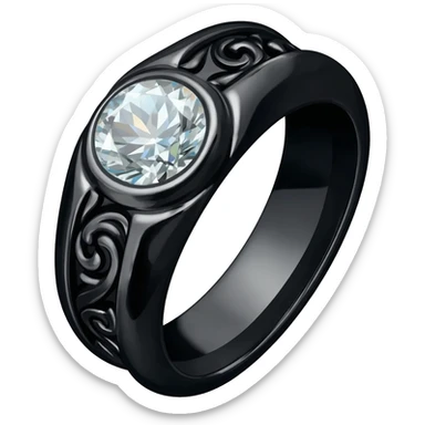 A Obsidian ring,with a Moisanite gem in the center sticker