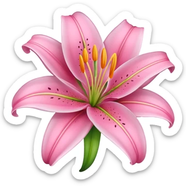 Lilies flower pink like emoji in keyboard sticker