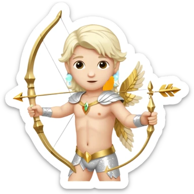 Cupid, God of Love from Gods and Goddesses with long platinum blonde hair, cream sequin outfit sticker