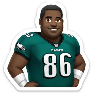 Fat African American wearing a Philadelphia eagles jersey sticker