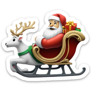 Santa's sleigh side profile with presents in the back and santa sat down holding the reigns  sticker