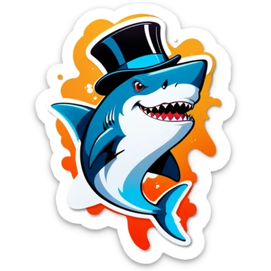 Shark with a top hat sticker