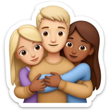 Three people hugging and make all cartoony sticker