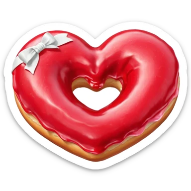 Realistic isolated heart shaped donut with red frosting. sticker