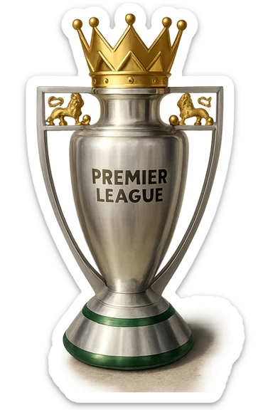 Фотореалистичный и изометричный кубок Premier League, объемный чуть слегка рисованный стиль, прозрачный фон sticker