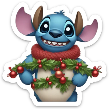 Stitch with christmas garlands sticker