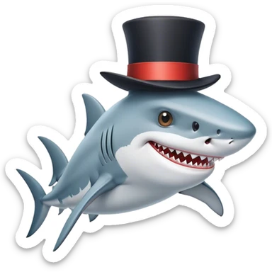 Shark with a top hat sticker