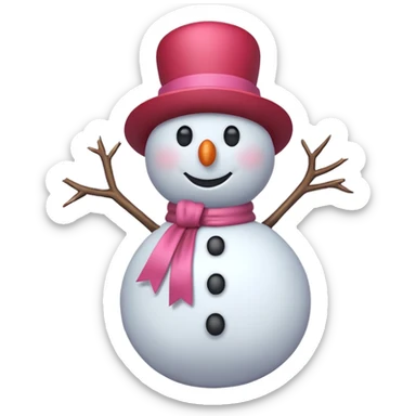 Red snowman with pink bow sticker