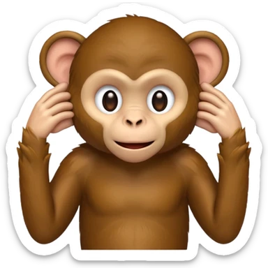 Monkey covering ears sticker
