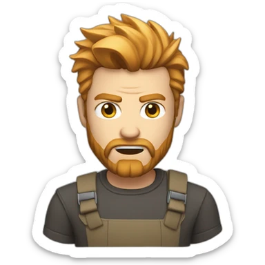 angry man with darkblond hair undercut and redblond beard sticker