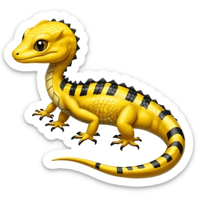 Yellow black-striped golden shiny salamander-gecko-dragon-Salandit-Sergal-Genet-Pokémon-hybrid  sticker