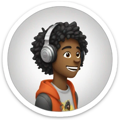 Teen listen to music with wolfhair sticker