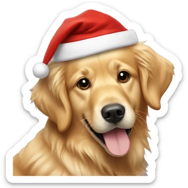 Golden retriever with Santa hat  sticker