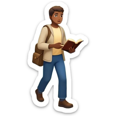 A man walks from darkness and inner conflict toward a glowing light in his chest, guided by intuition. Along the path, he passes through ambition and emptiness, then reaches a radiant mountaintop where healing transforms him into a fulfilled guide, holding a book and offering his hand to others. sticker