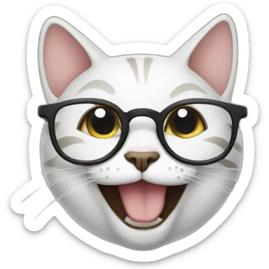 Cat laughing wearing glasses sticker