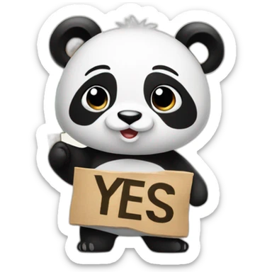 Panda holding a sign that says YES sticker