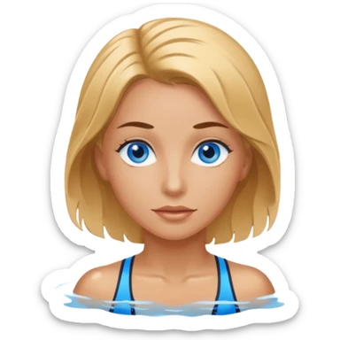 Female athletic swimmer with blue eyes sticker