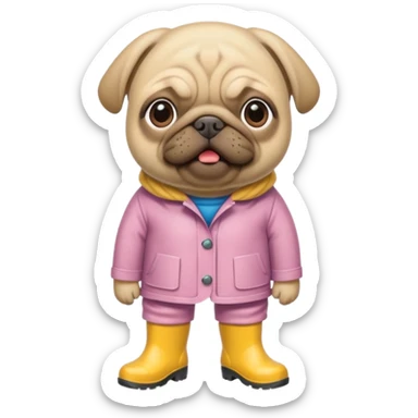 pug with rainboots sticker