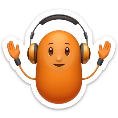 Orange round head with a Orange cone body and without arms and legs with orange antennae and headphones sticker