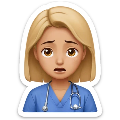 A girl crying in scrubs sticker